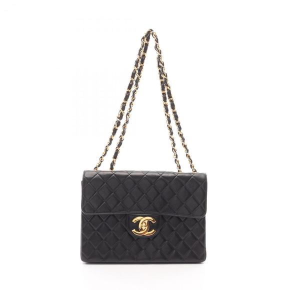CHANEL Deca Matelasse 30 Single Flap Shoulder Bag in Lambskin Leather, Black - Picture 1 of 13